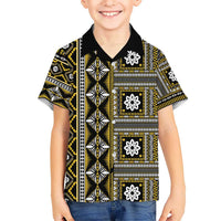 Fiji Masi Tapa Pattern Yellow Kid Hawaiian Shirt - Polynesian Pride
