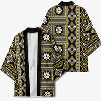 Fiji Masi Tapa Pattern Yellow Kimono - Polynesian Pride