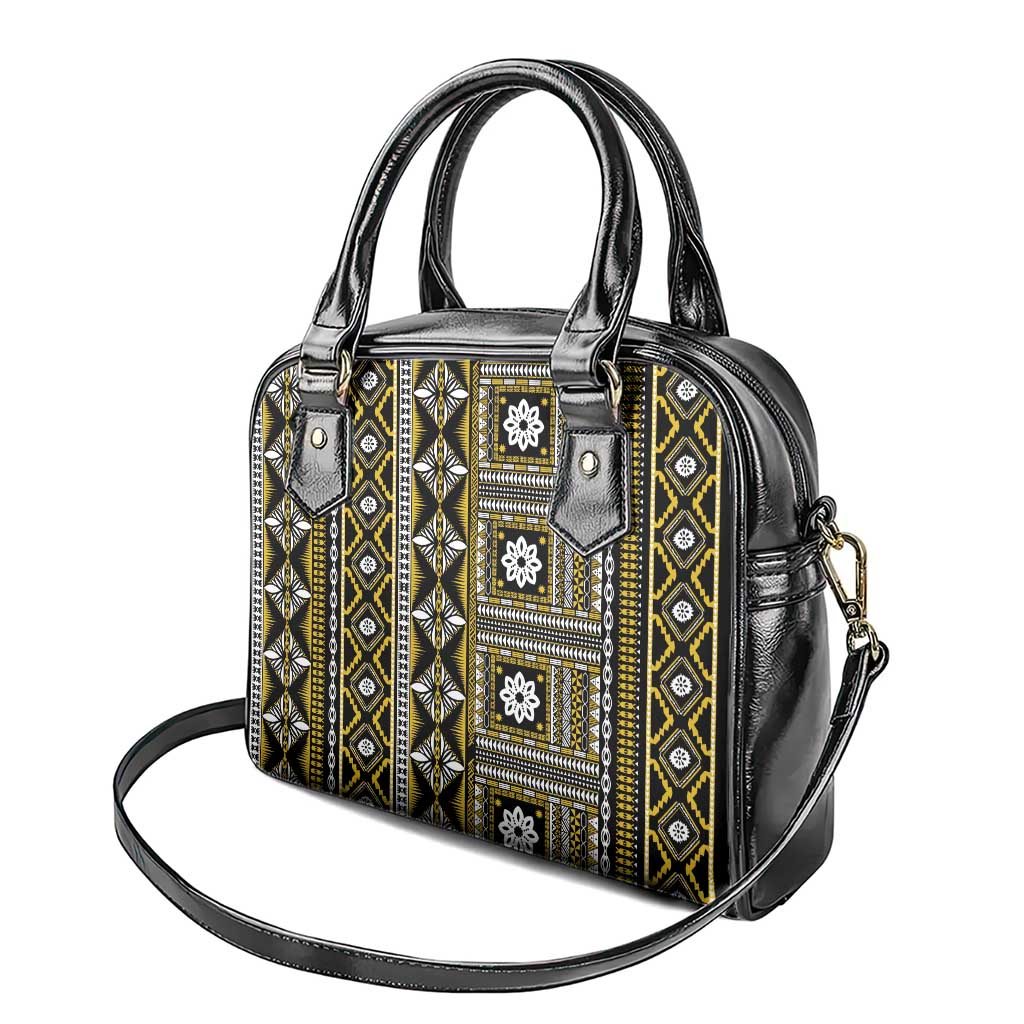 Fiji Masi Tapa Pattern Yellow Shoulder Handbag - Polynesian Pride