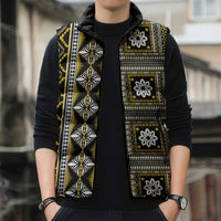 Fiji Masi Tapa Pattern Yellow Sleeveless Puffer Jacket - Polynesian Pride