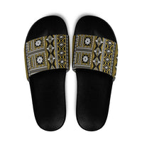Fiji Masi Tapa Pattern Yellow Slide Sandals - Polynesian Pride