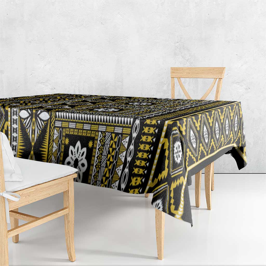 Fiji Masi Tapa Pattern Yellow Tablecloth - Polynesian Pride