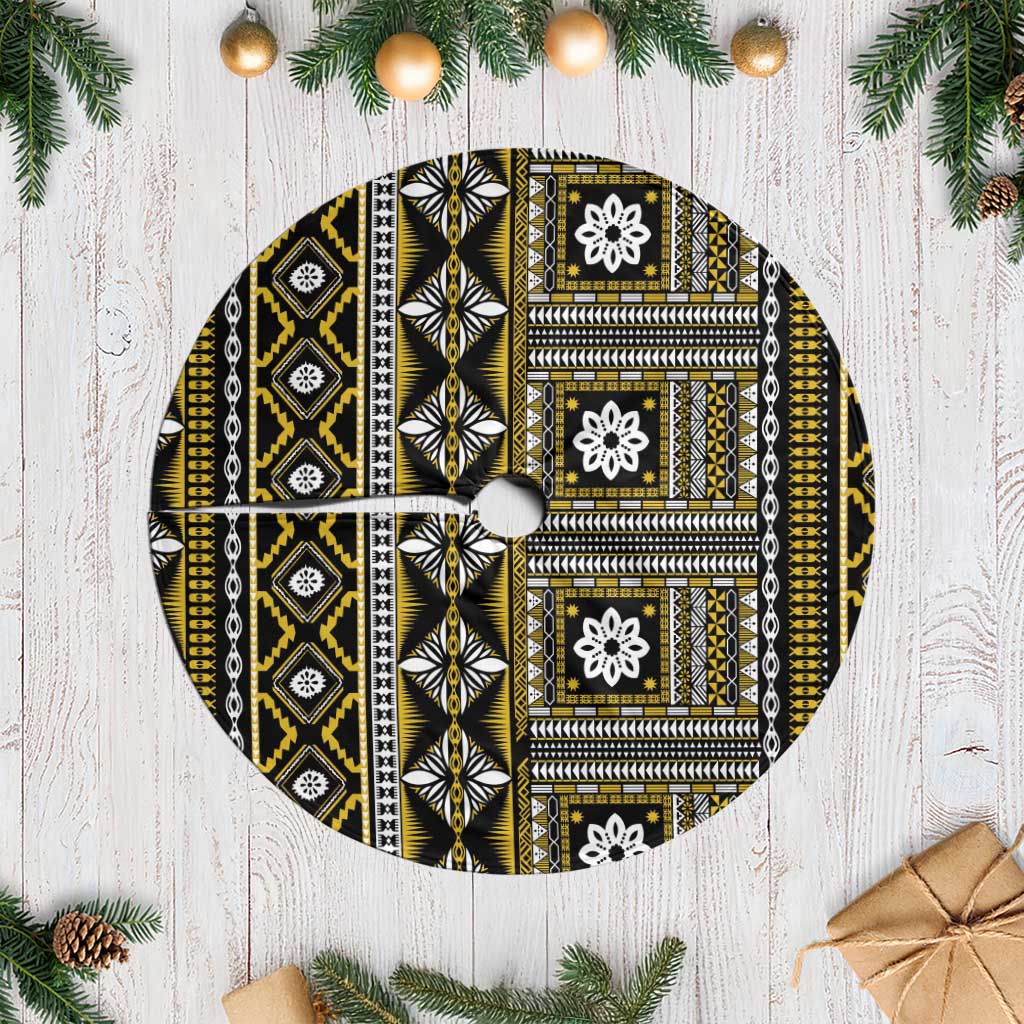 Fiji Masi Tapa Pattern Yellow Tree Skirt - Polynesian Pride