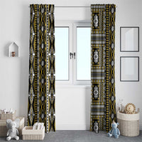 Fiji Masi Tapa Pattern Yellow Window Curtain - Polynesian Pride