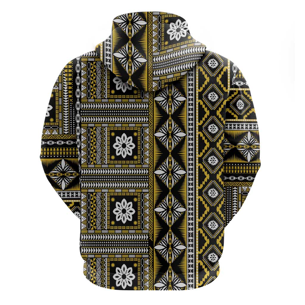 Fiji Masi Tapa Pattern Yellow Zip Hoodie - Polynesian Pride