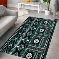 Fiji Masi Tapa Pattern Teal Area Rug - Polynesian Pride
