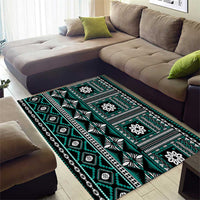 Fiji Masi Tapa Pattern Teal Area Rug - Polynesian Pride