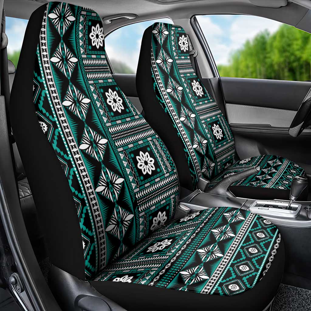 Fiji Masi Tapa Pattern Teal Car Seat Cover - Polynesian Pride