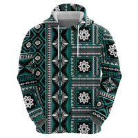 Fiji Masi Tapa Pattern Teal Hoodie - Polynesian Pride