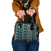 Fiji Masi Tapa Pattern Teal Shoulder Handbag - Polynesian Pride