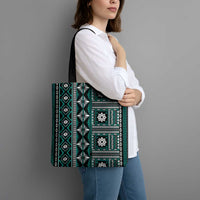 Fiji Masi Tapa Pattern Teal Tote Bag - Polynesian Pride