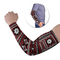 Fiji Masi Tapa Pattern Red Arm Sleeves - Polynesian Pride