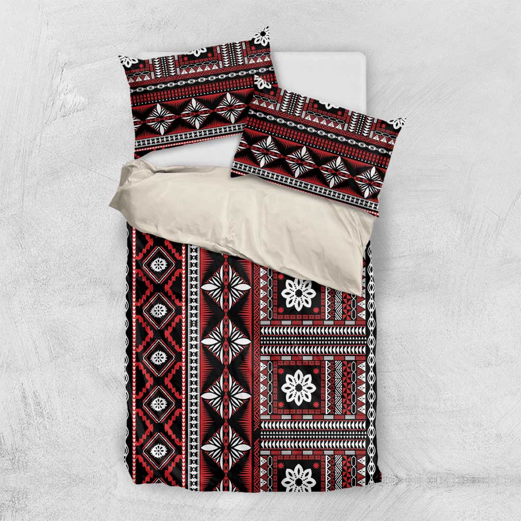 Fiji Masi Tapa Pattern Red Bedding Set - Polynesian Pride