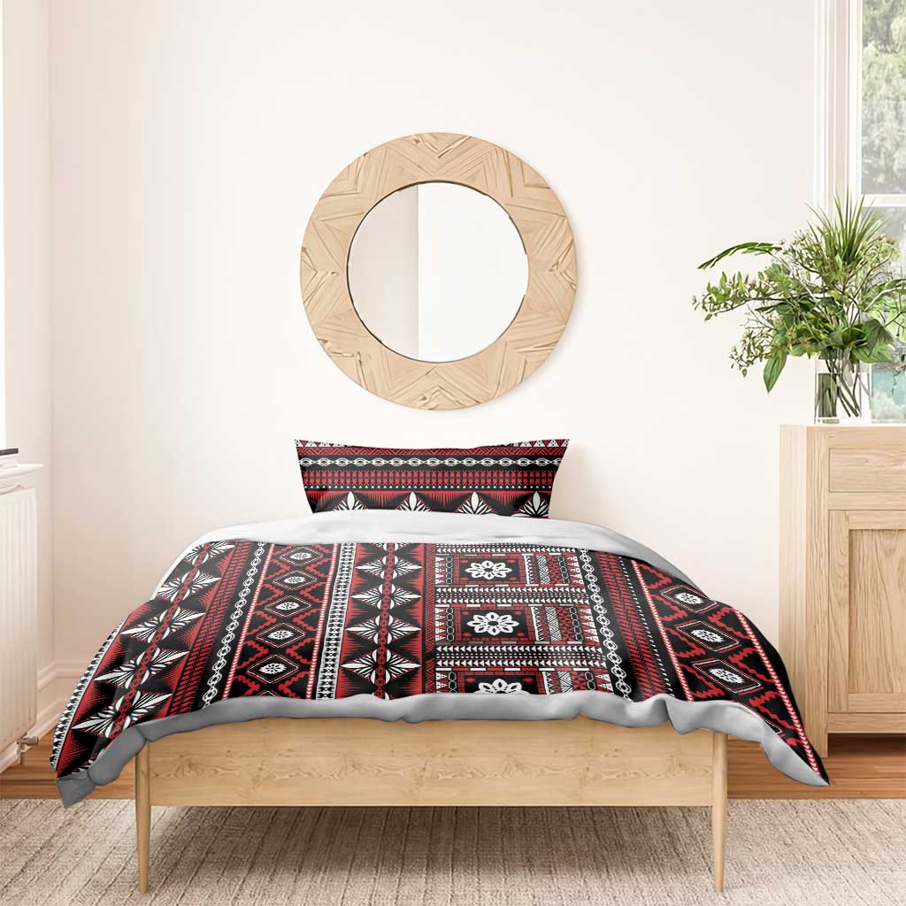 Fiji Masi Tapa Pattern Red Bedding Set - Polynesian Pride