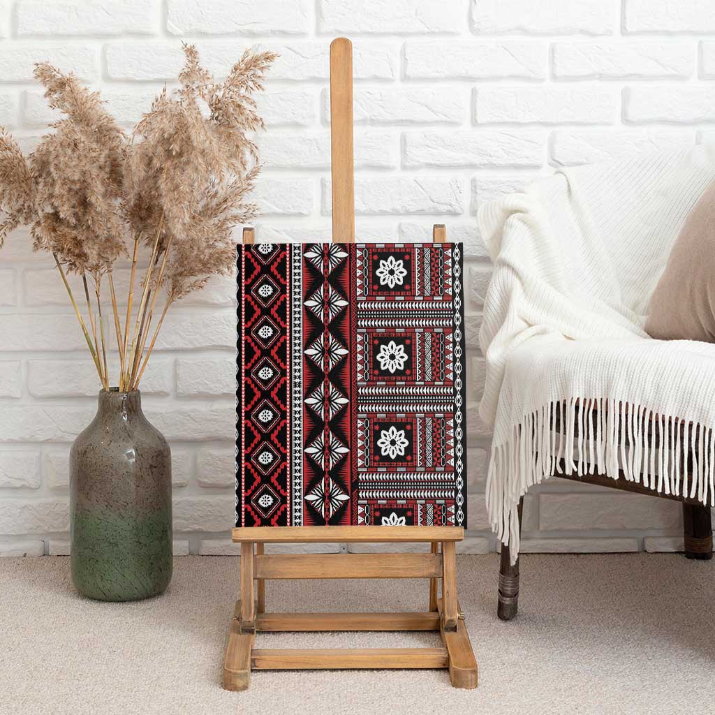 Fiji Masi Tapa Pattern Red Canvas Wall Art - Polynesian Pride