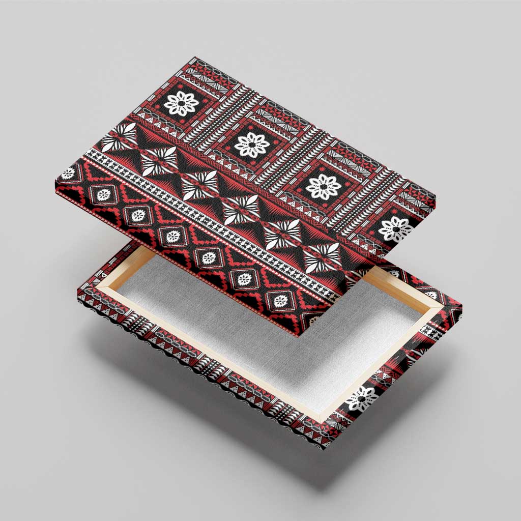 Fiji Masi Tapa Pattern Red Canvas Wall Art - Polynesian Pride