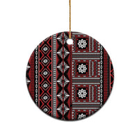 Fiji Masi Tapa Pattern Red Ceramic Ornament - Polynesian Pride