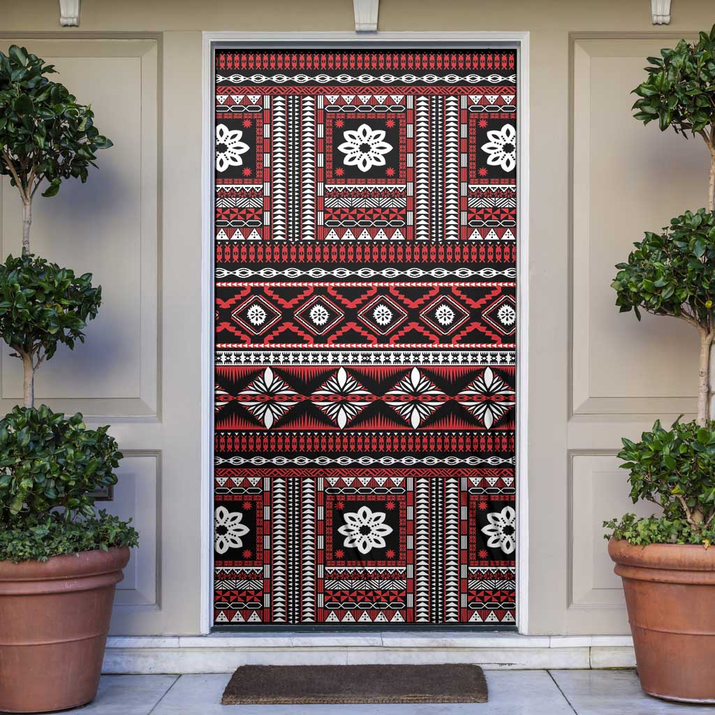 Fiji Masi Tapa Pattern Red Door Cover - Polynesian Pride