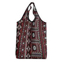 Fiji Masi Tapa Pattern Red Grocery Bag - Polynesian Pride
