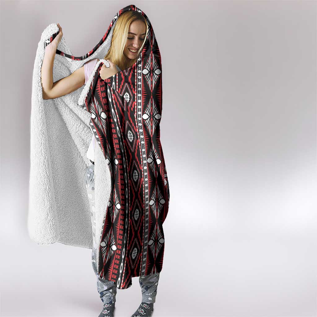 Fiji Masi Tapa Pattern Red Hooded Blanket - Polynesian Pride