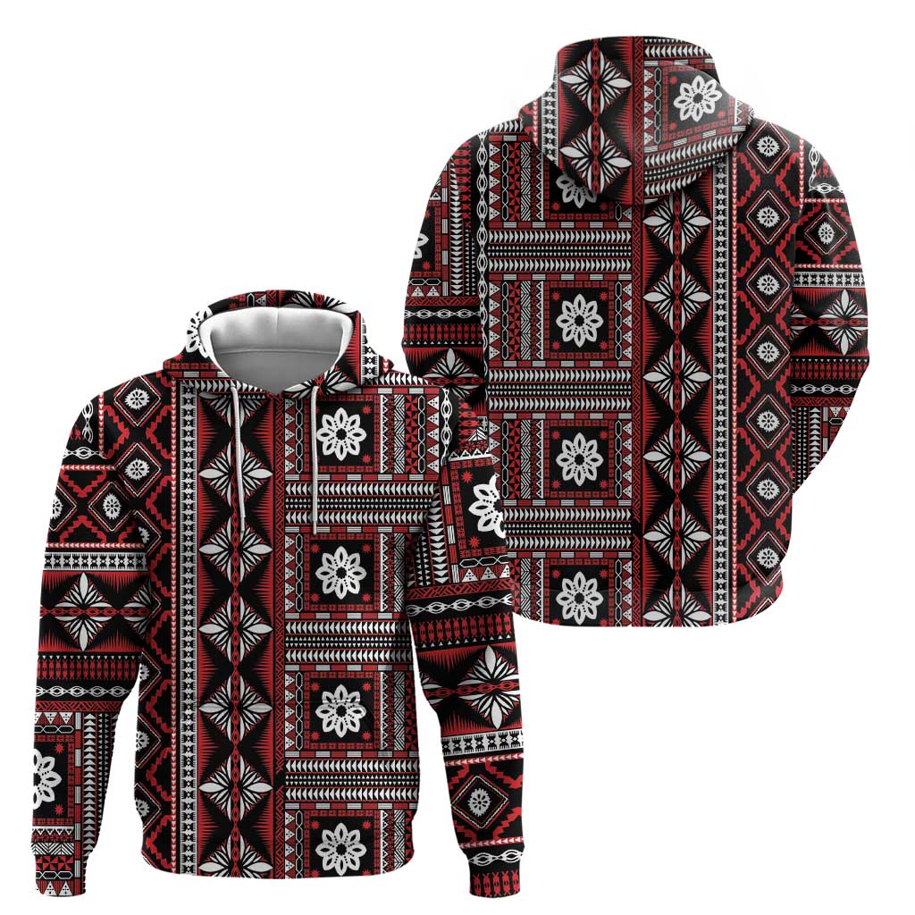 Fiji Masi Tapa Pattern Red Hoodie - Polynesian Pride