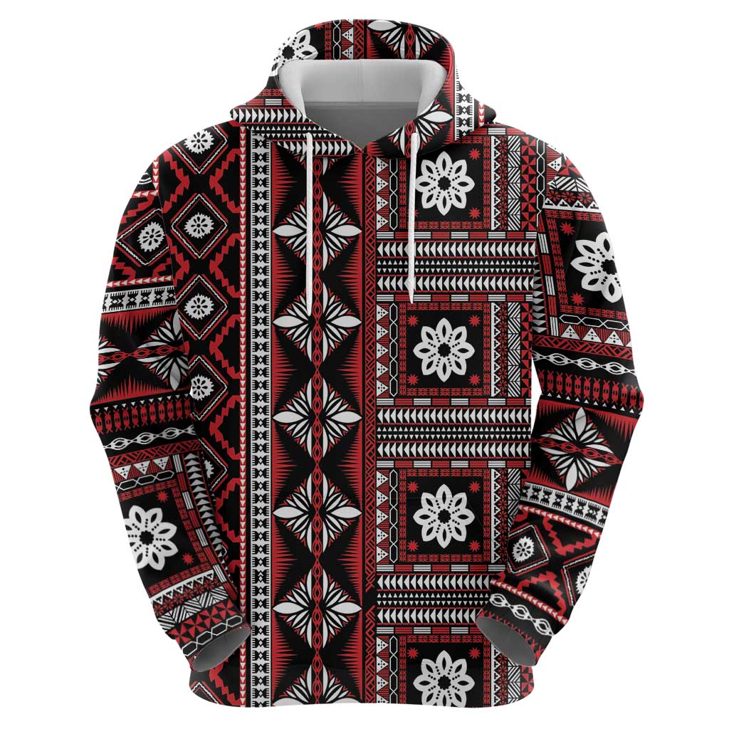 Fiji Masi Tapa Pattern Red Hoodie - Polynesian Pride