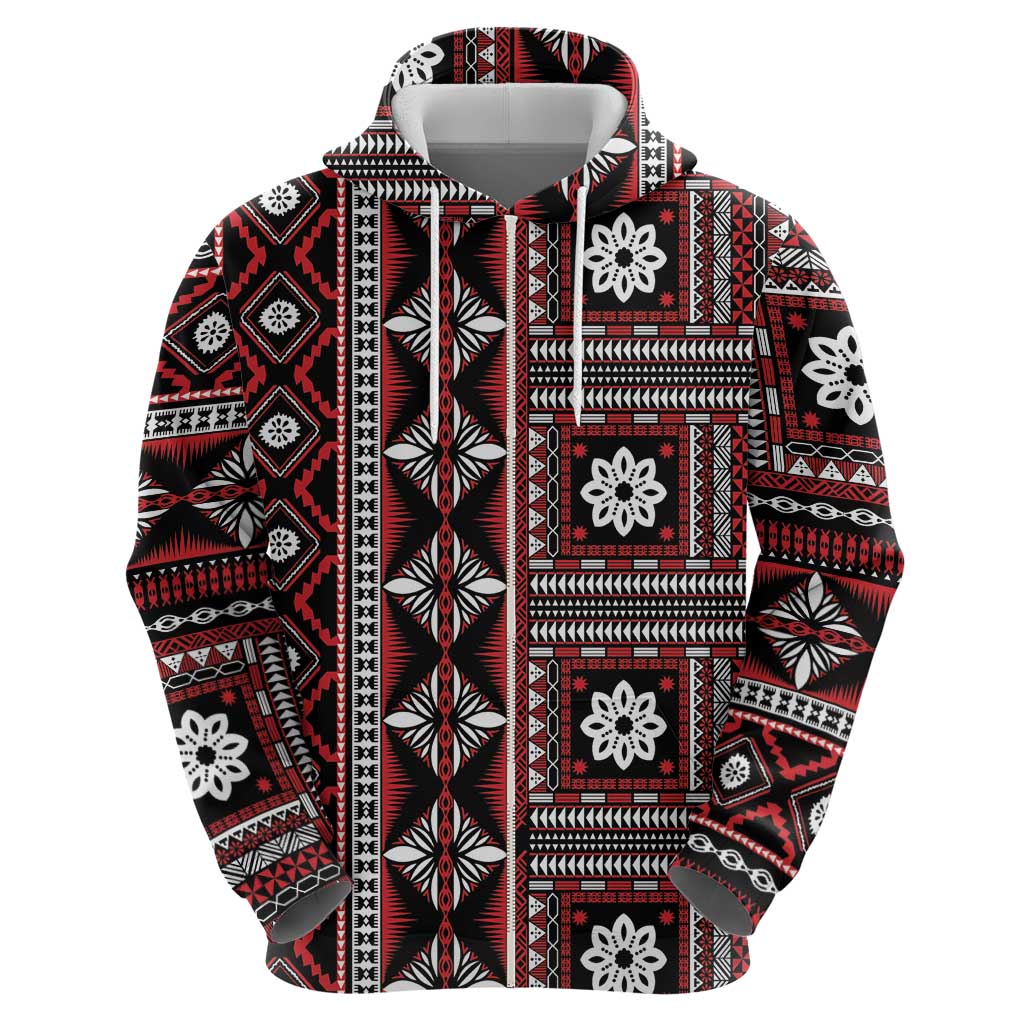 Fiji Masi Tapa Pattern Red Hoodie - Polynesian Pride