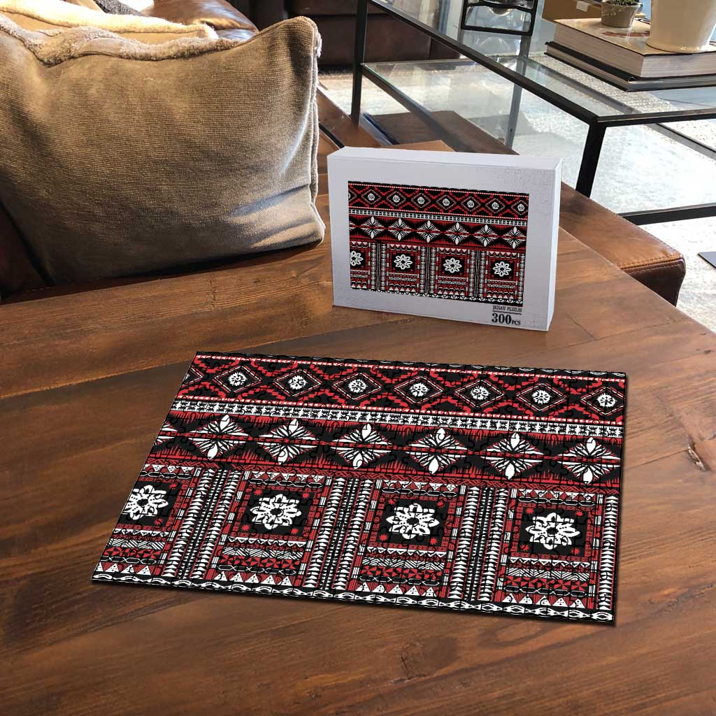 Fiji Masi Tapa Pattern Red Puzzle - Polynesian Pride