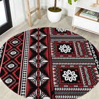 Fiji Masi Tapa Pattern Red Round Carpet - Polynesian Pride