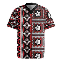 Fiji Masi Tapa Pattern Red Rugby Jersey - Polynesian Pride