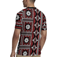 Fiji Masi Tapa Pattern Red Rugby Jersey - Polynesian Pride