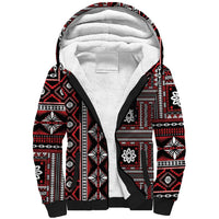 Fiji Masi Tapa Pattern Red Sherpa Hoodie - Polynesian Pride