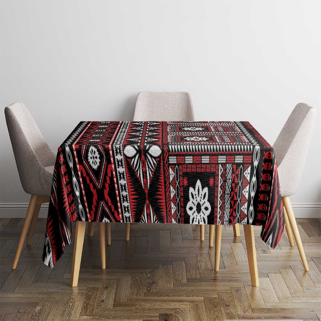 Fiji Masi Tapa Pattern Red Tablecloth - Polynesian Pride