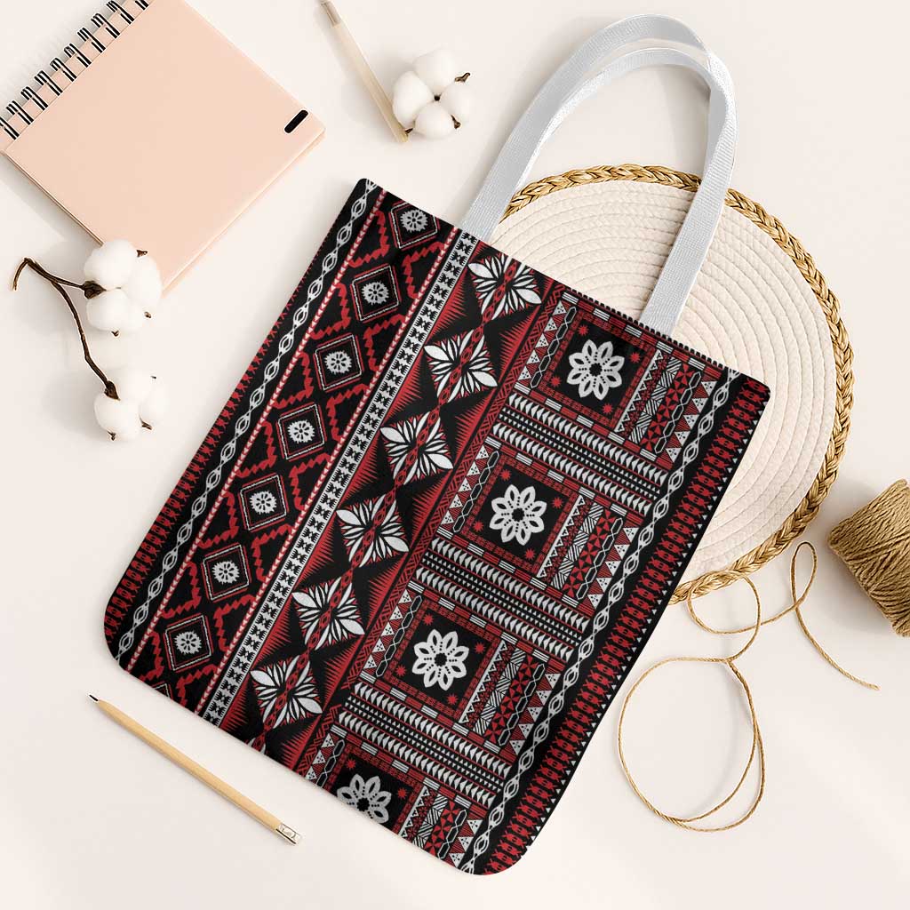 Fiji Masi Tapa Pattern Red Tote Bag - Polynesian Pride