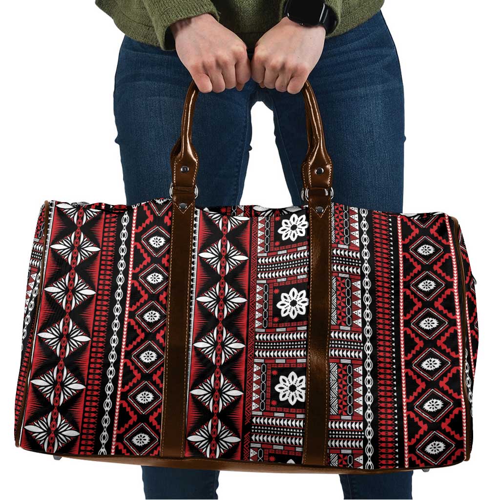 Fiji Masi Tapa Pattern Red Travel Bag - Polynesian Pride