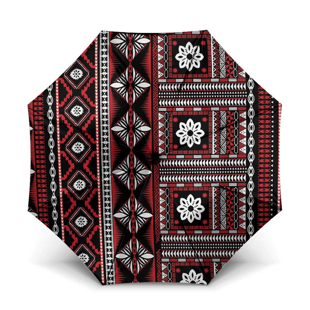 Fiji Masi Tapa Pattern Red Umbrella - Polynesian Pride