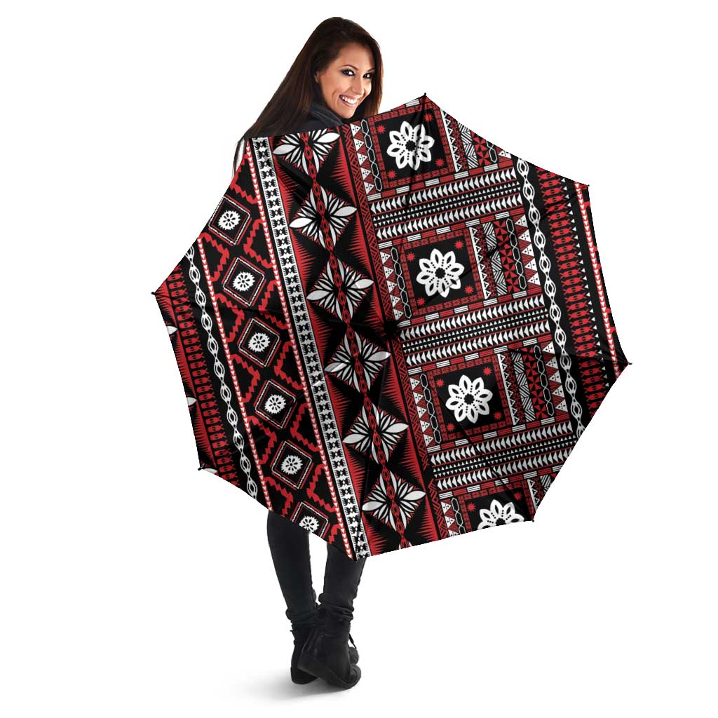 Fiji Masi Tapa Pattern Red Umbrella - Polynesian Pride