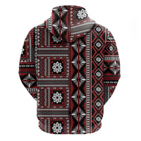 Fiji Masi Tapa Pattern Red Zip Hoodie - Polynesian Pride
