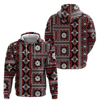 Fiji Masi Tapa Pattern Red Zip Hoodie - Polynesian Pride