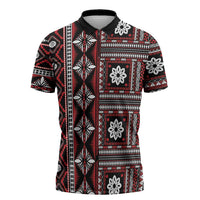 Fiji Masi Tapa Pattern Red Zipper Polo Shirt - Polynesian Pride