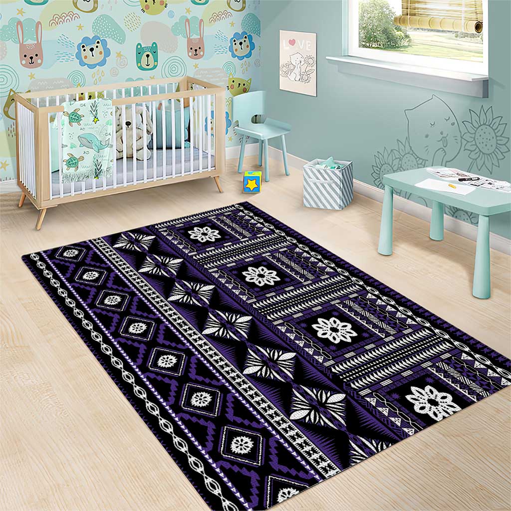 Fiji Masi Tapa Pattern Purple Area Rug - Polynesian Pride