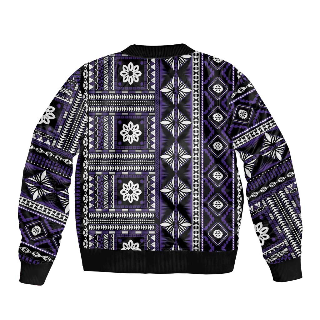 Fiji Masi Tapa Pattern Purple Bomber Jacket - Polynesian Pride