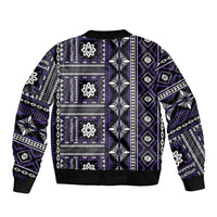 Fiji Masi Tapa Pattern Purple Bomber Jacket - Polynesian Pride