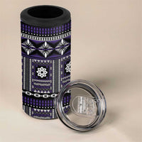 Fiji Masi Tapa Pattern Purple 4 in 1 Can Cooler Tumbler - Polynesian Pride