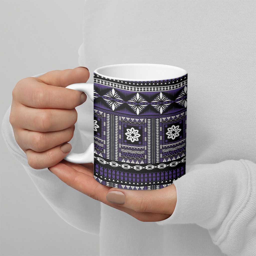Fiji Masi Tapa Pattern Purple Ceramic Mug - Polynesian Pride