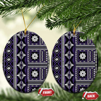 Fiji Masi Tapa Pattern Purple Ceramic Ornament - Polynesian Pride