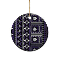 Fiji Masi Tapa Pattern Purple Ceramic Ornament - Polynesian Pride