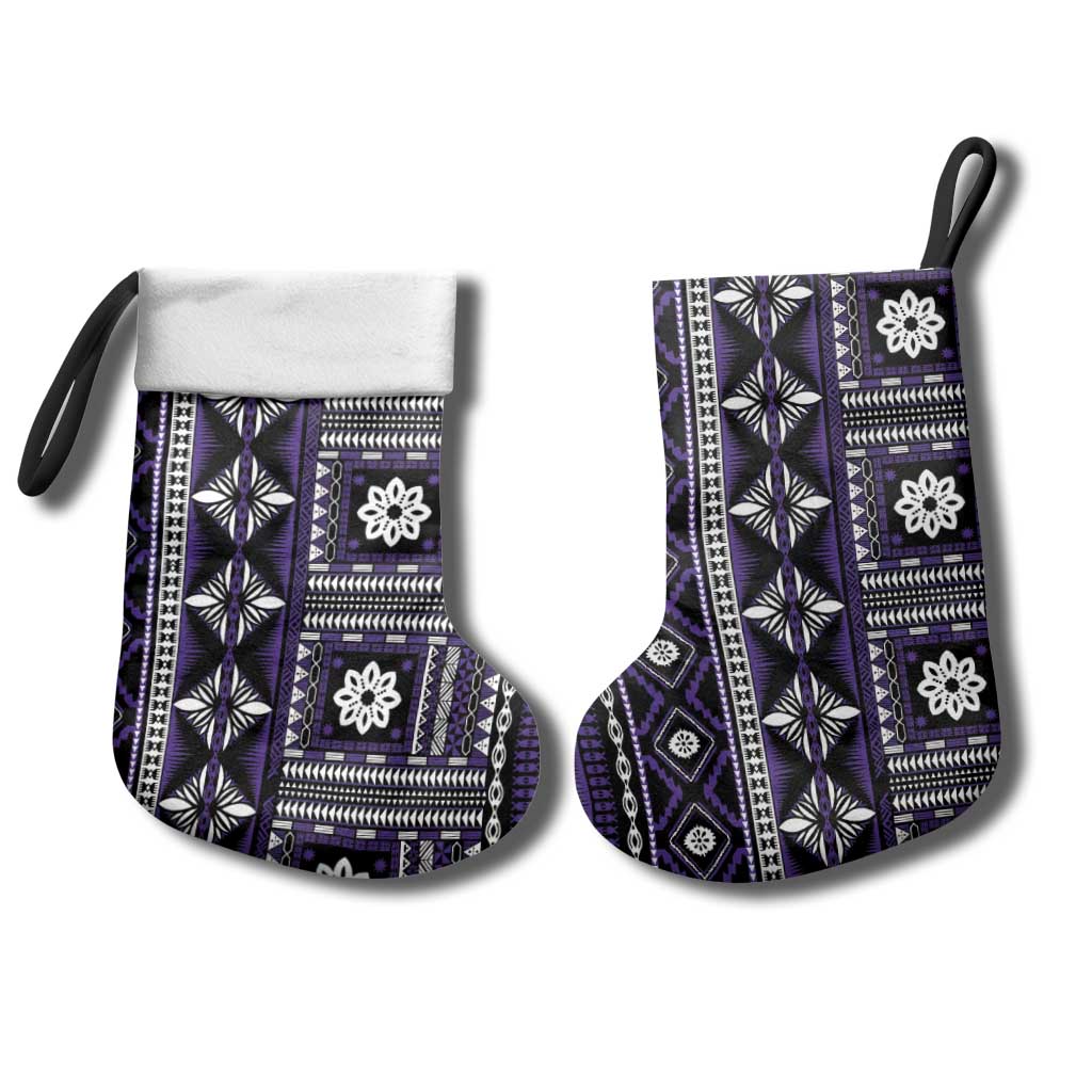 Fiji Masi Tapa Pattern Purple Christmas Stocking - Polynesian Pride