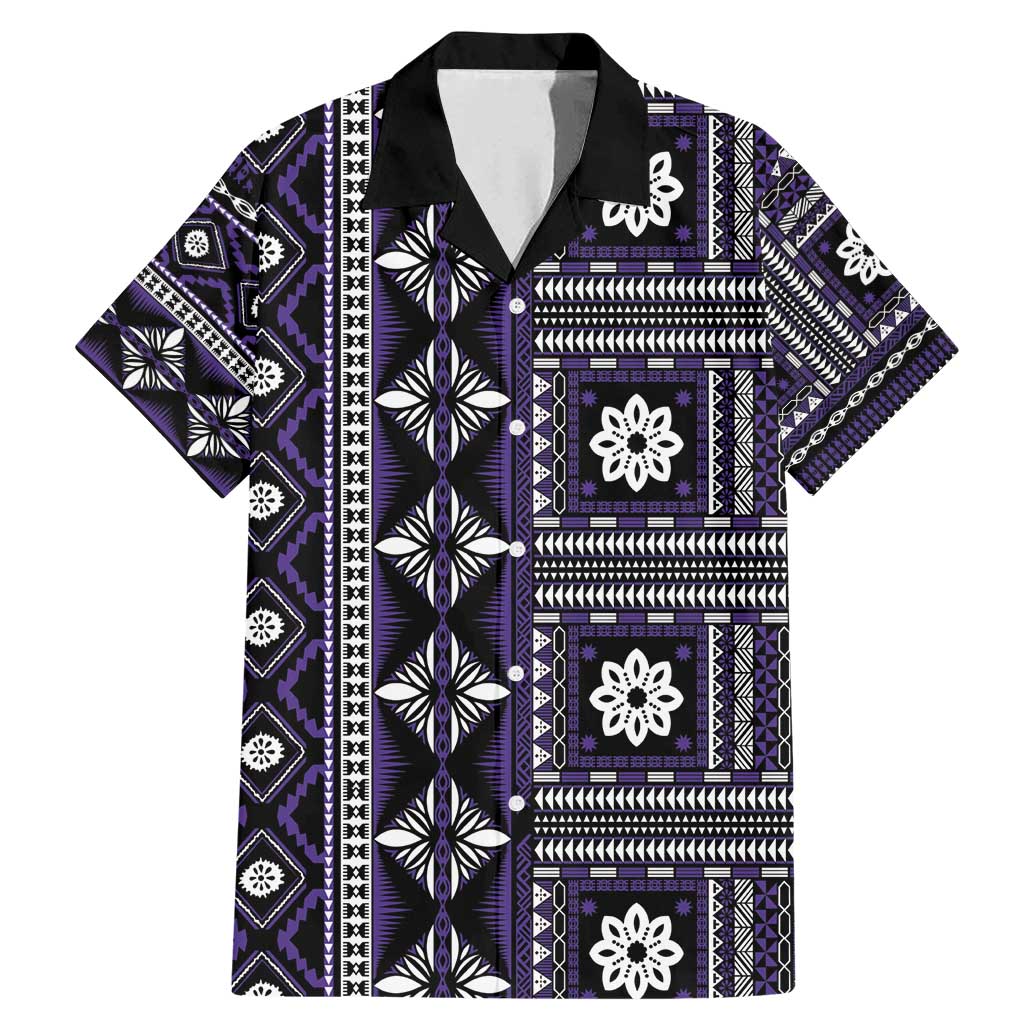 Fiji Masi Tapa Pattern Purple Family Matching Mermaid Dress and Hawaiian Shirt - Polynesian Pride
