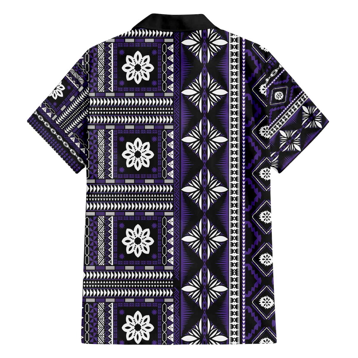 Fiji Masi Tapa Pattern Purple Family Matching Off The Shoulder Long Sleeve Dress and Hawaiian Shirt - Polynesian Pride